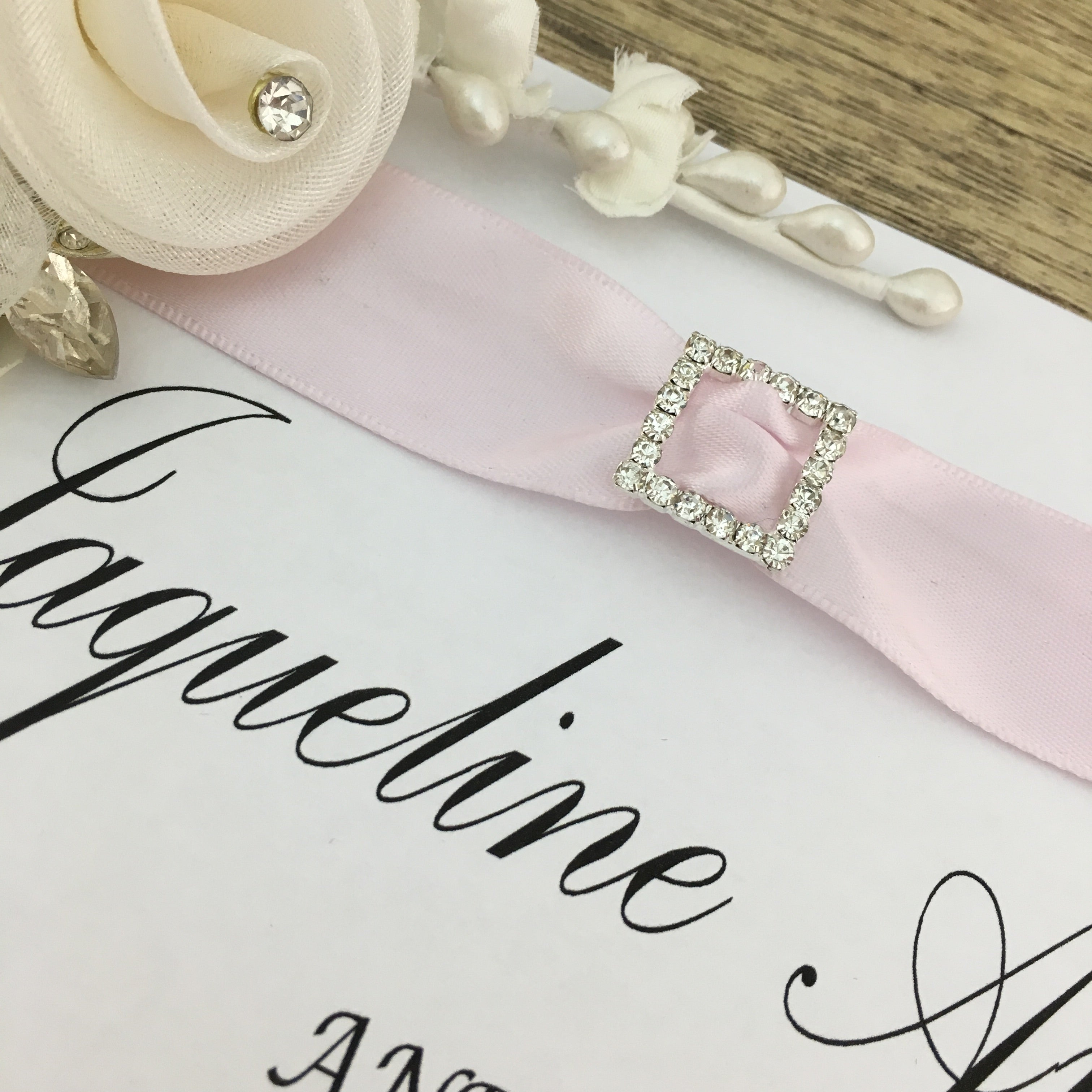 Silver Square Invitation Buckle Embellishments | Bellaire Wholesale