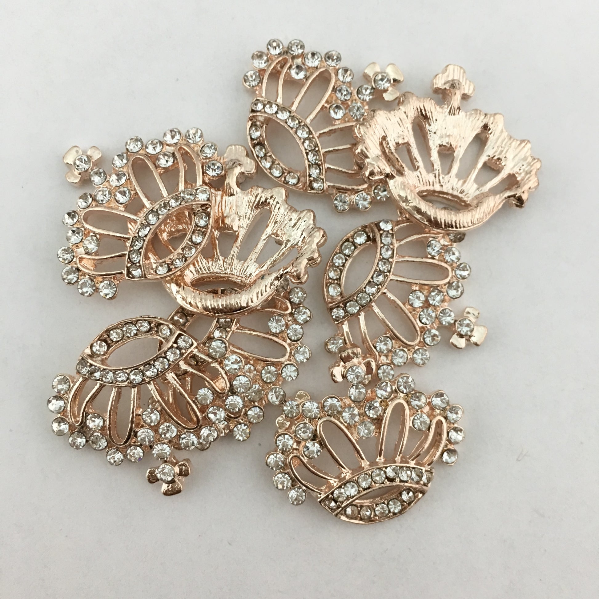 Rose Gold Crown Invitation Buckle Embellishments | Bellaire Wholesale