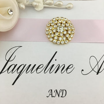 Gold Round Invitation Buckle Embellishments | Bellaire Wholesale