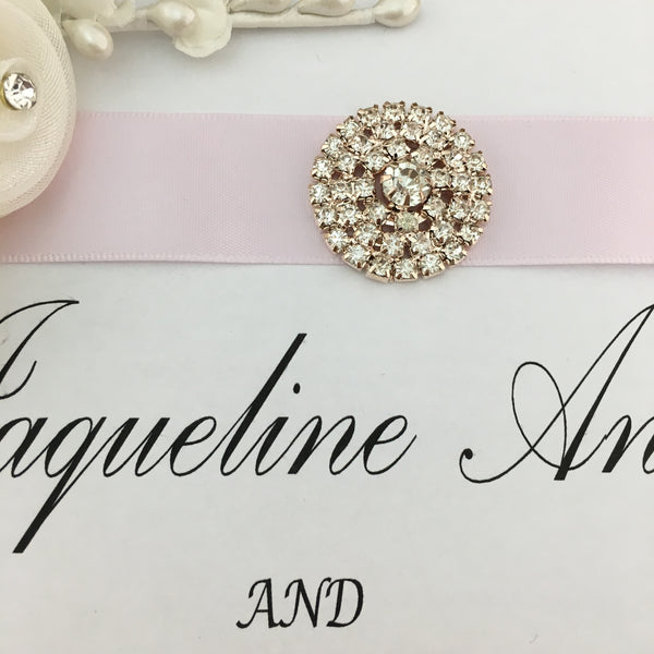 Rose Gold Round Invitation Buckle Embellishments | Bellaire Wholesale