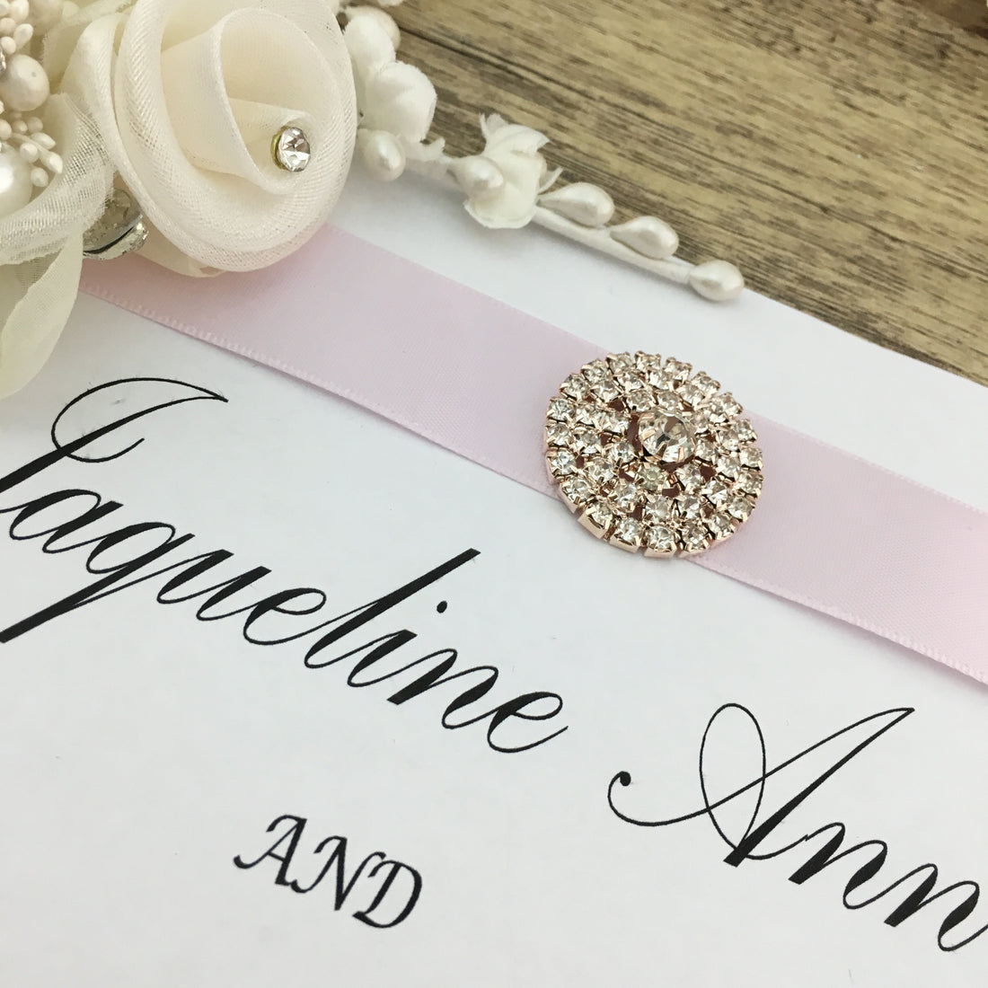 Rose Gold Round Invitation Buckle Embellishments | Bellaire Wholesale