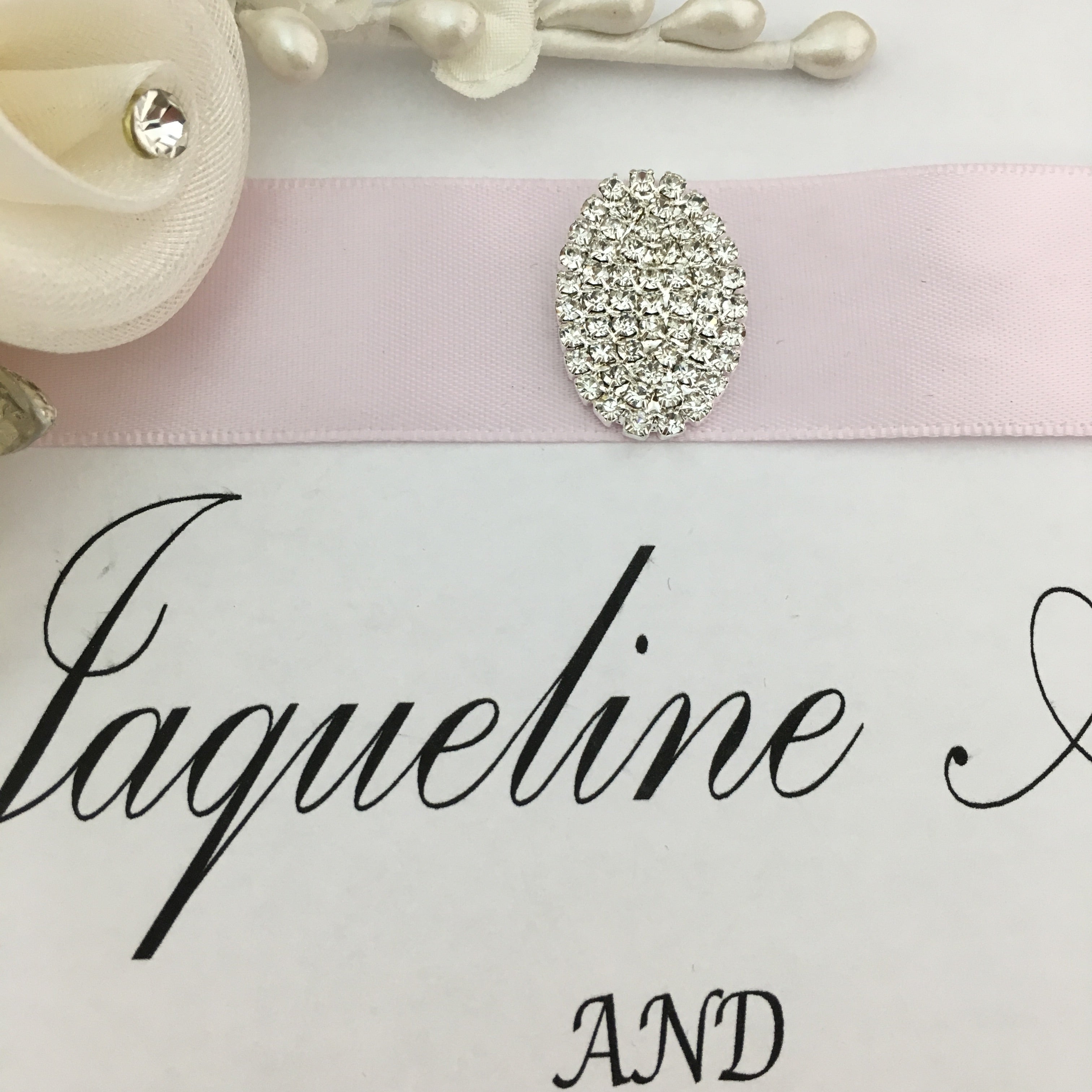 Silver Oval Invitation Buckle Embellishments | Bellaire Wholesale