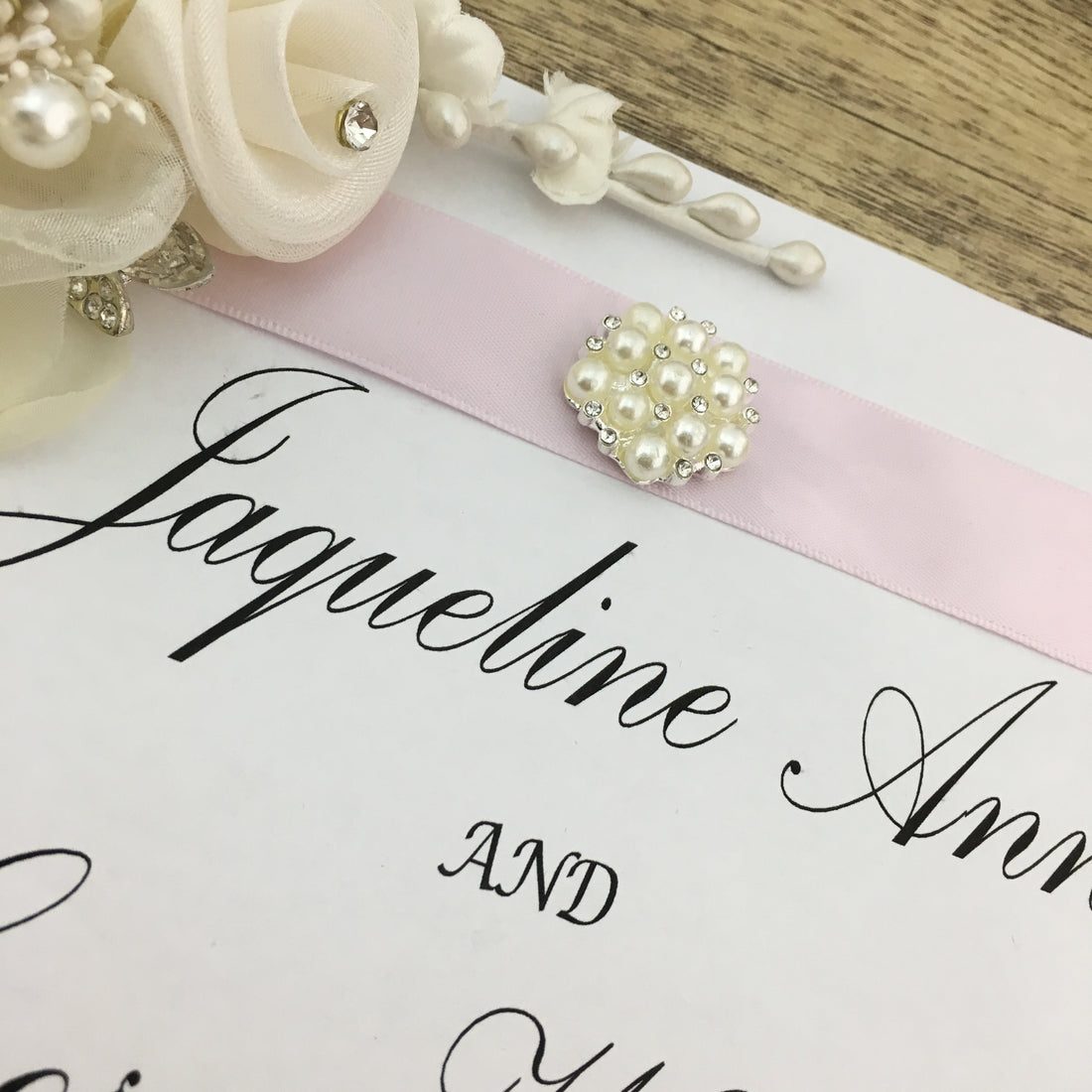 Silver Pearl Invitation Buckle Embellishments | Bellaire Wholesale