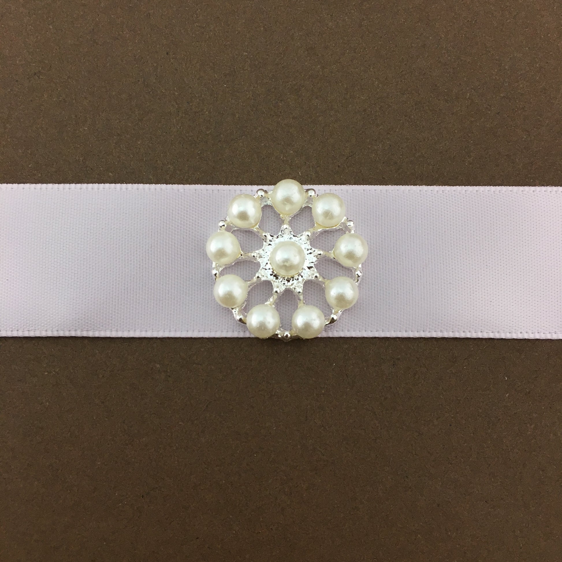 Silver Round Pearl Invitation Buckle Embellishments | Bellaire Wholesale