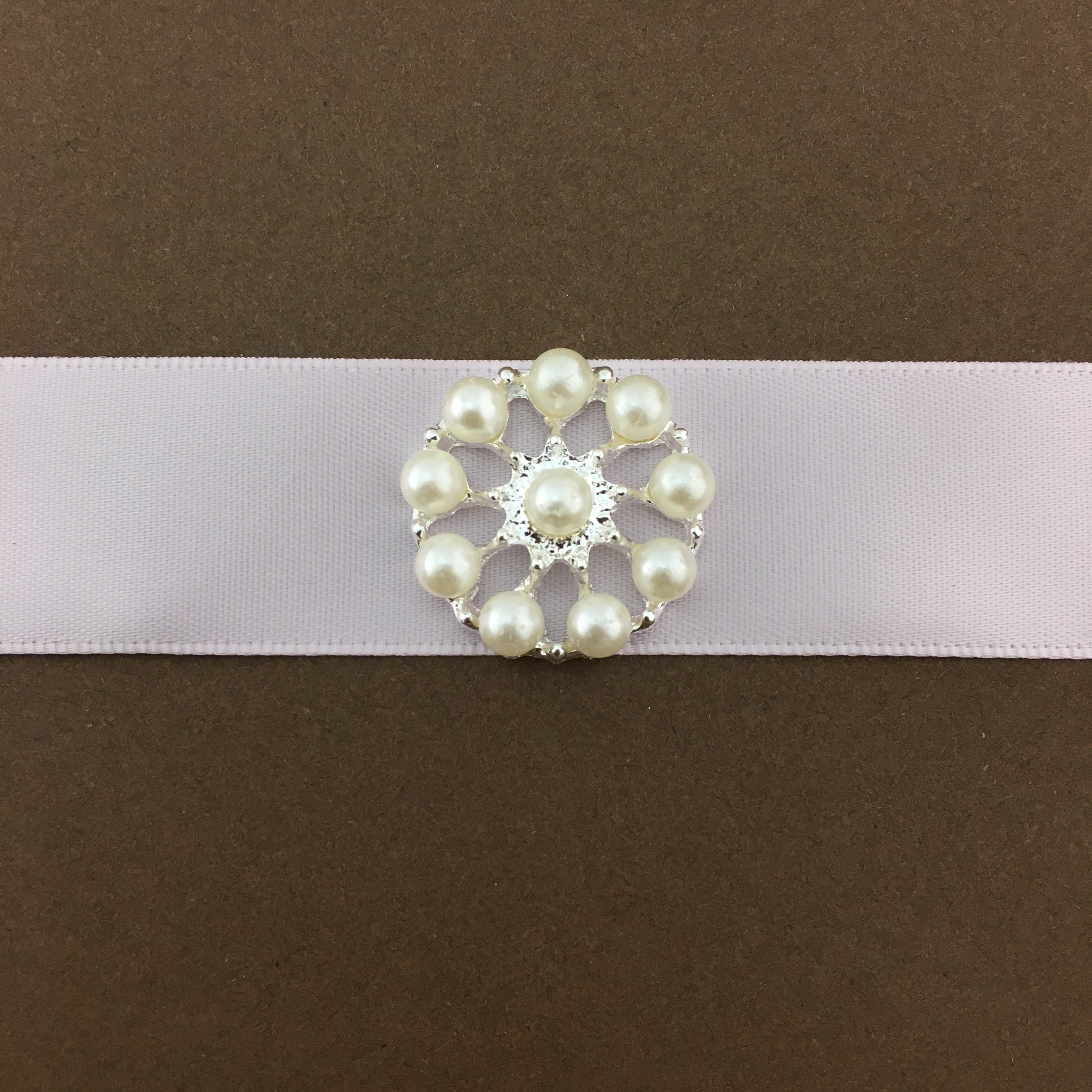 Silver Round Pearl Invitation Buckle Embellishments | Bellaire Wholesale