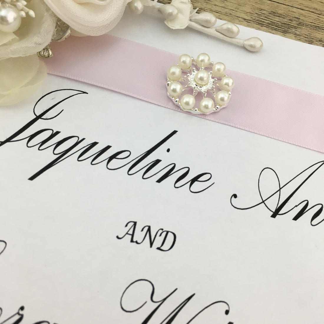 Silver Round Pearl Invitation Buckle Embellishments | Bellaire Wholesale