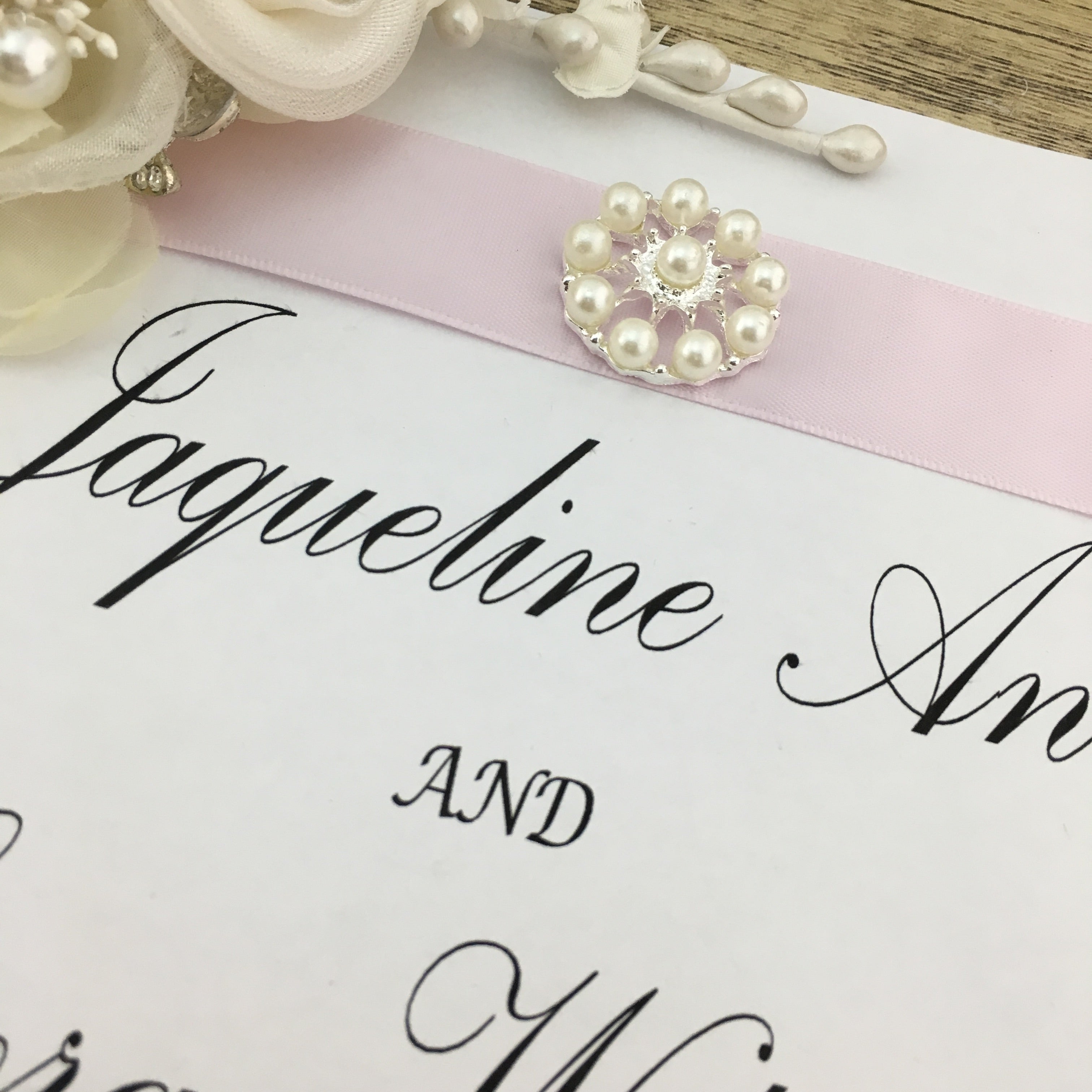 Silver Round Pearl Invitation Buckle Embellishments | Bellaire Wholesale
