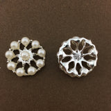 Silver Round Pearl Invitation Buckle Embellishments | Bellaire Wholesale