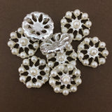 Silver Round Pearl Invitation Buckle Embellishments | Bellaire Wholesale