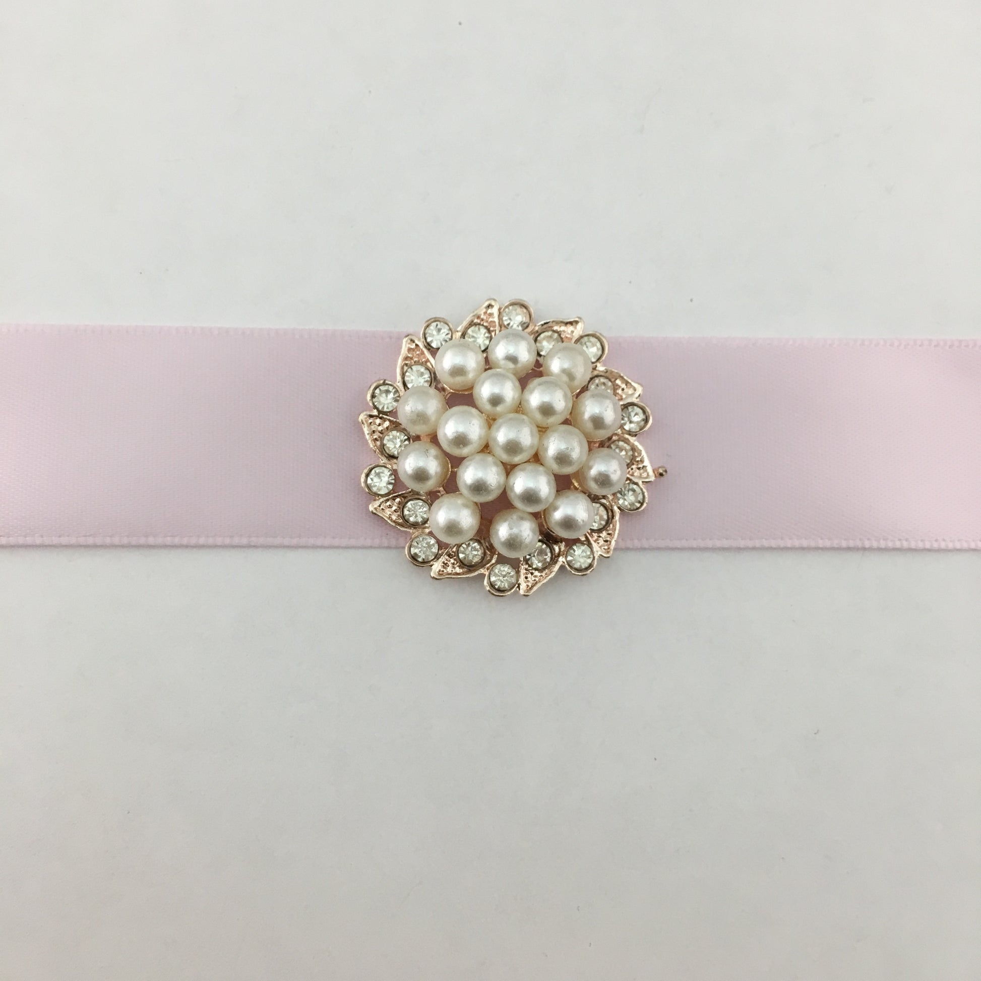 Rose Gold Pearl Invitation Buckle Embellishments | Bellaire Wholesale