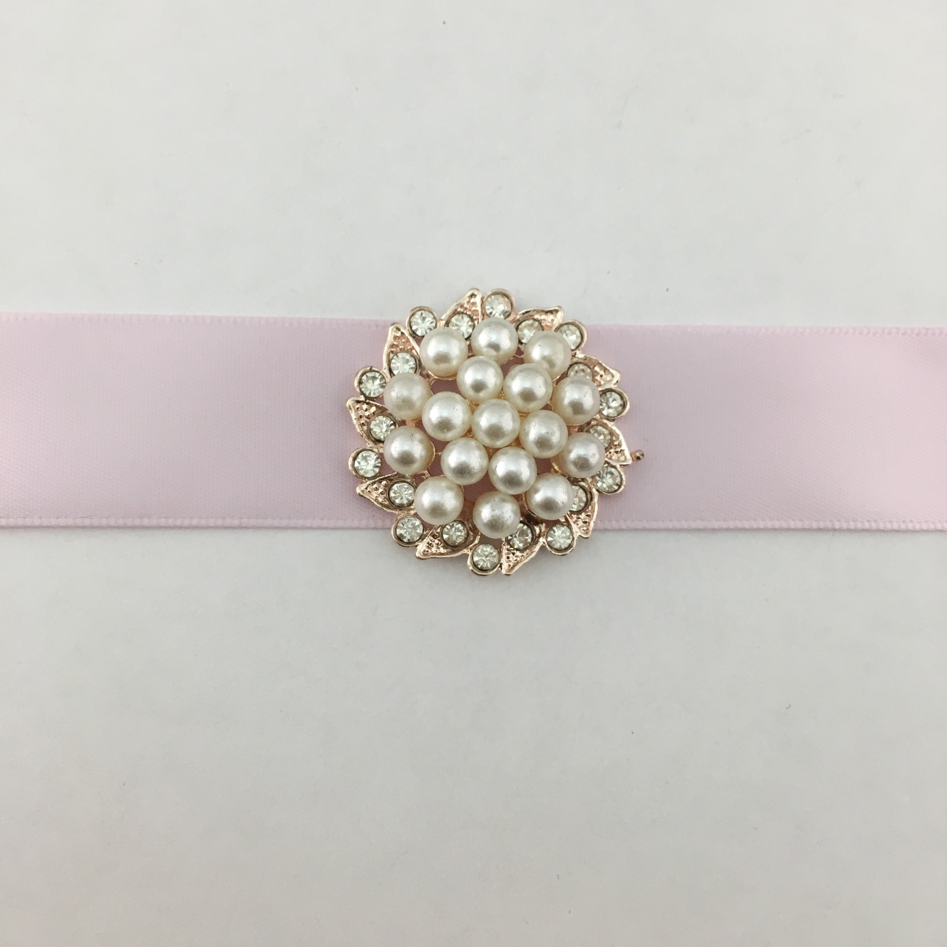 Rose Gold Pearl Invitation Buckle Embellishments | Bellaire Wholesale