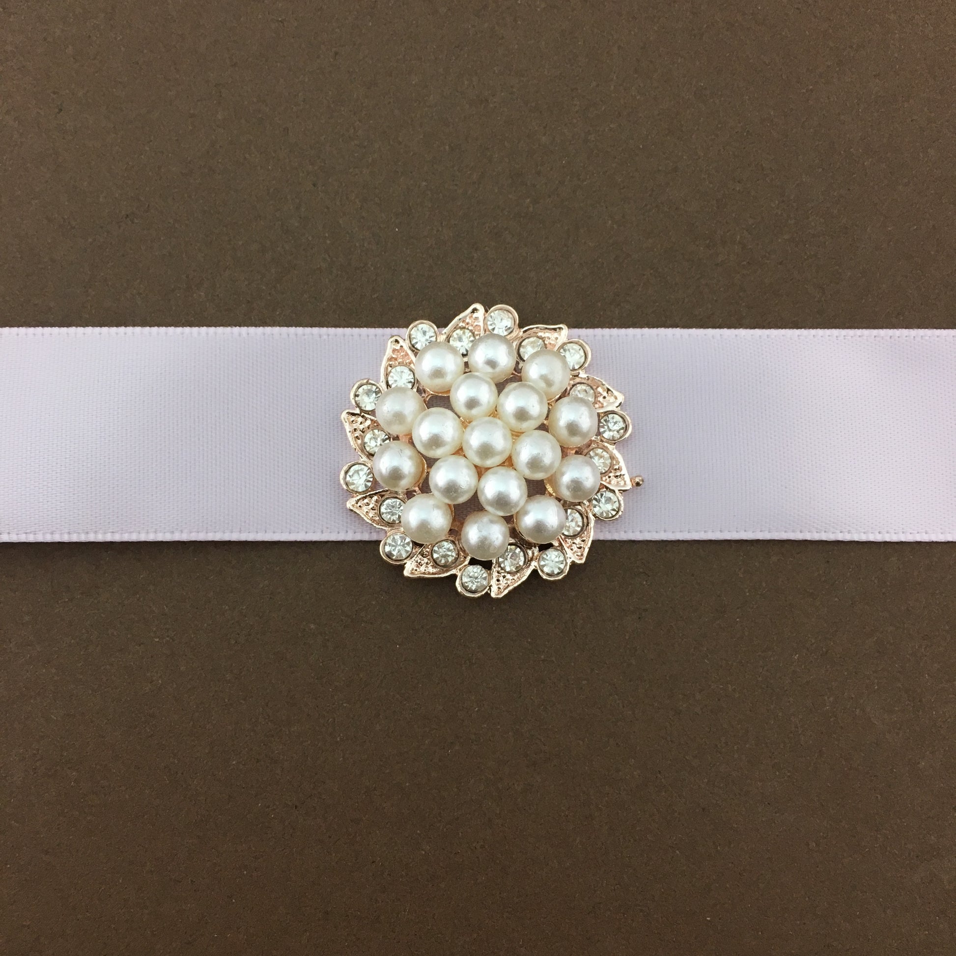 Rose Gold Pearl Invitation Buckle Embellishments | Bellaire Wholesale