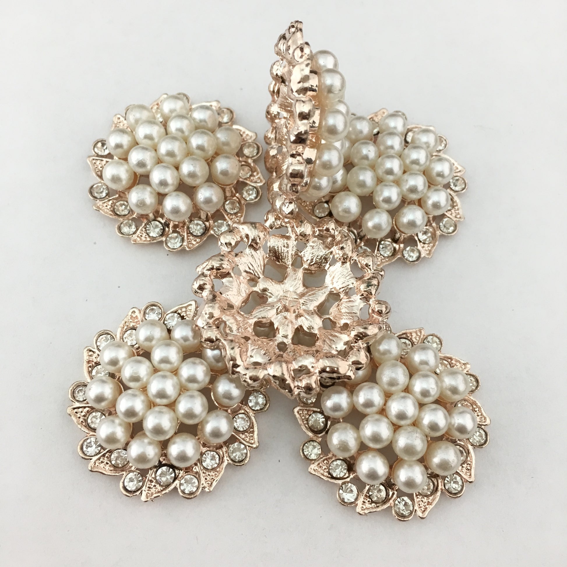 Rose Gold Pearl Invitation Buckle Embellishments | Bellaire Wholesale