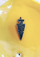 CZ Micro Pave Brass Dagger Charm with Black stones | Bellaire Wholesale