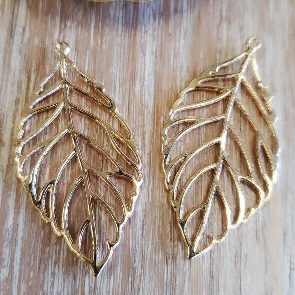 Light Gold Leaf Charm, 50mm Light Gold Leaf Charm | Bellaire Wholesale