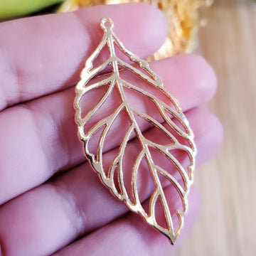 Light Gold Leaf Charm, 50mm Light Gold Leaf Charm | Bellaire Wholesale