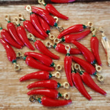 Red & Gold Alloy Enamel, Red cornicello Horn Charm | Bellaire Wholesale