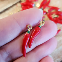 Red & Gold Alloy Enamel, Red cornicello Horn Charm | Bellaire Wholesale