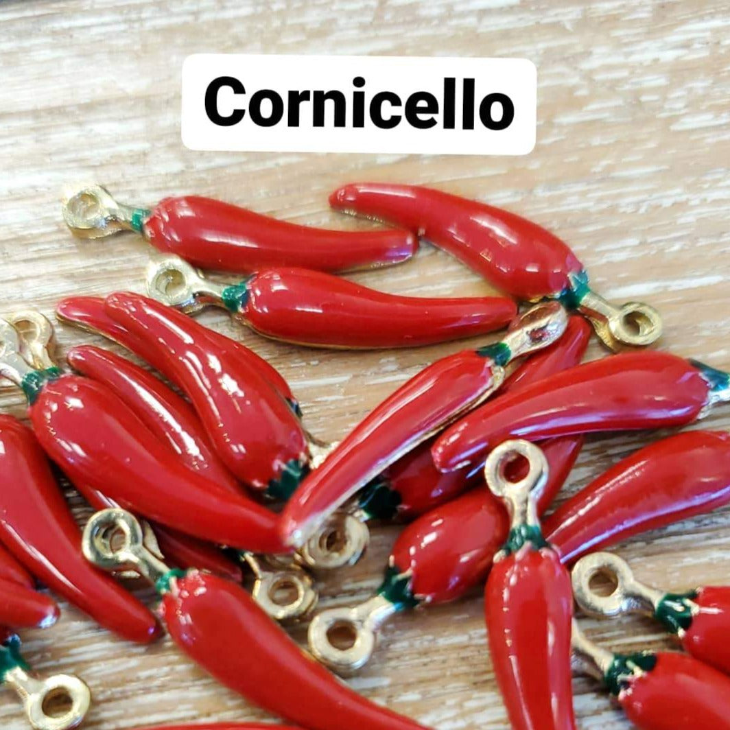 Red & Gold Alloy Enamel, Red cornicello Horn Charm | Bellaire Wholesale