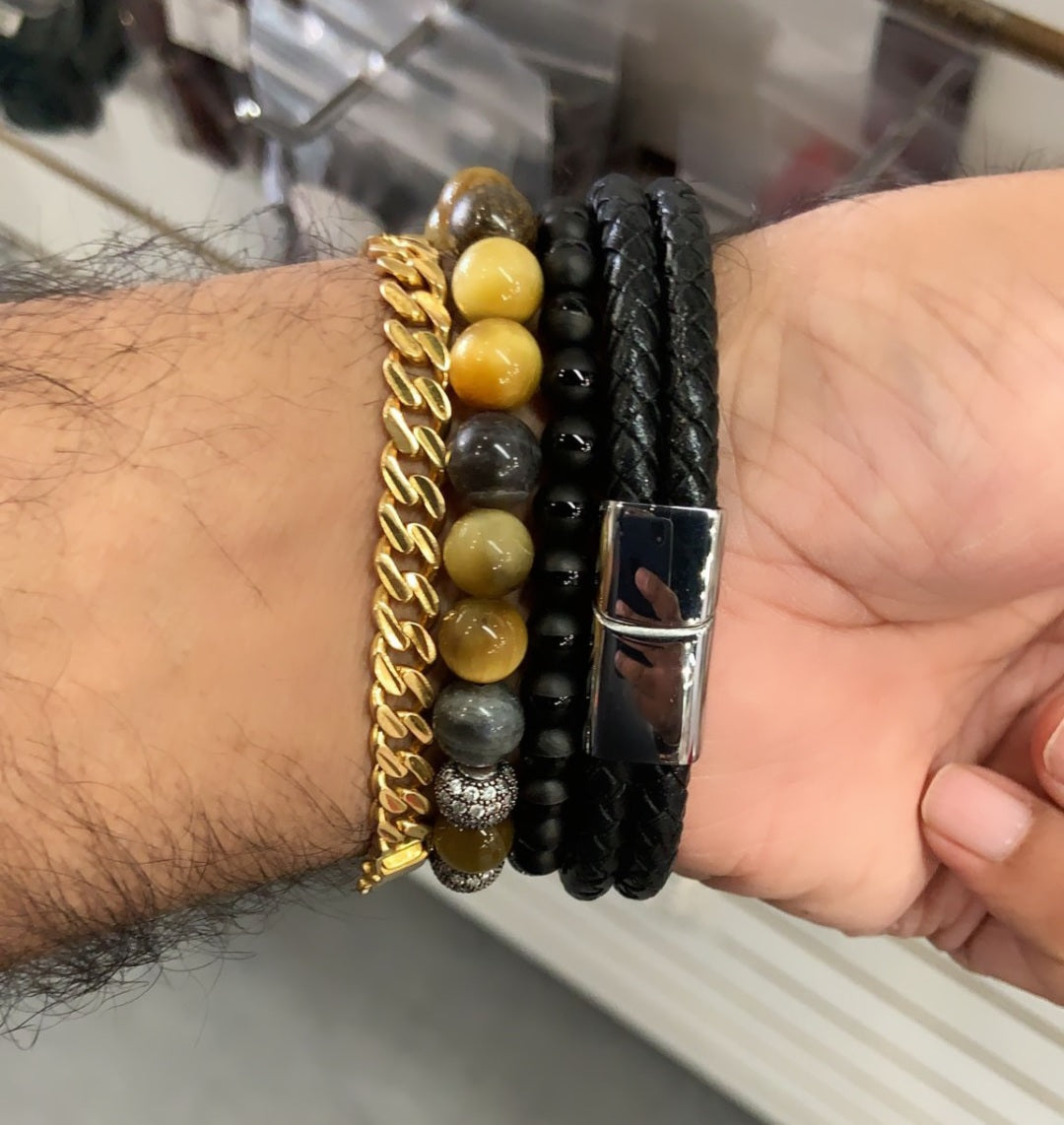 Faux Leather Men's Braided bracelet | Bellaire Wholesale