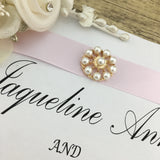 Gold Round Pearl Invitation Buckle Embellishments | Bellaire Wholesale