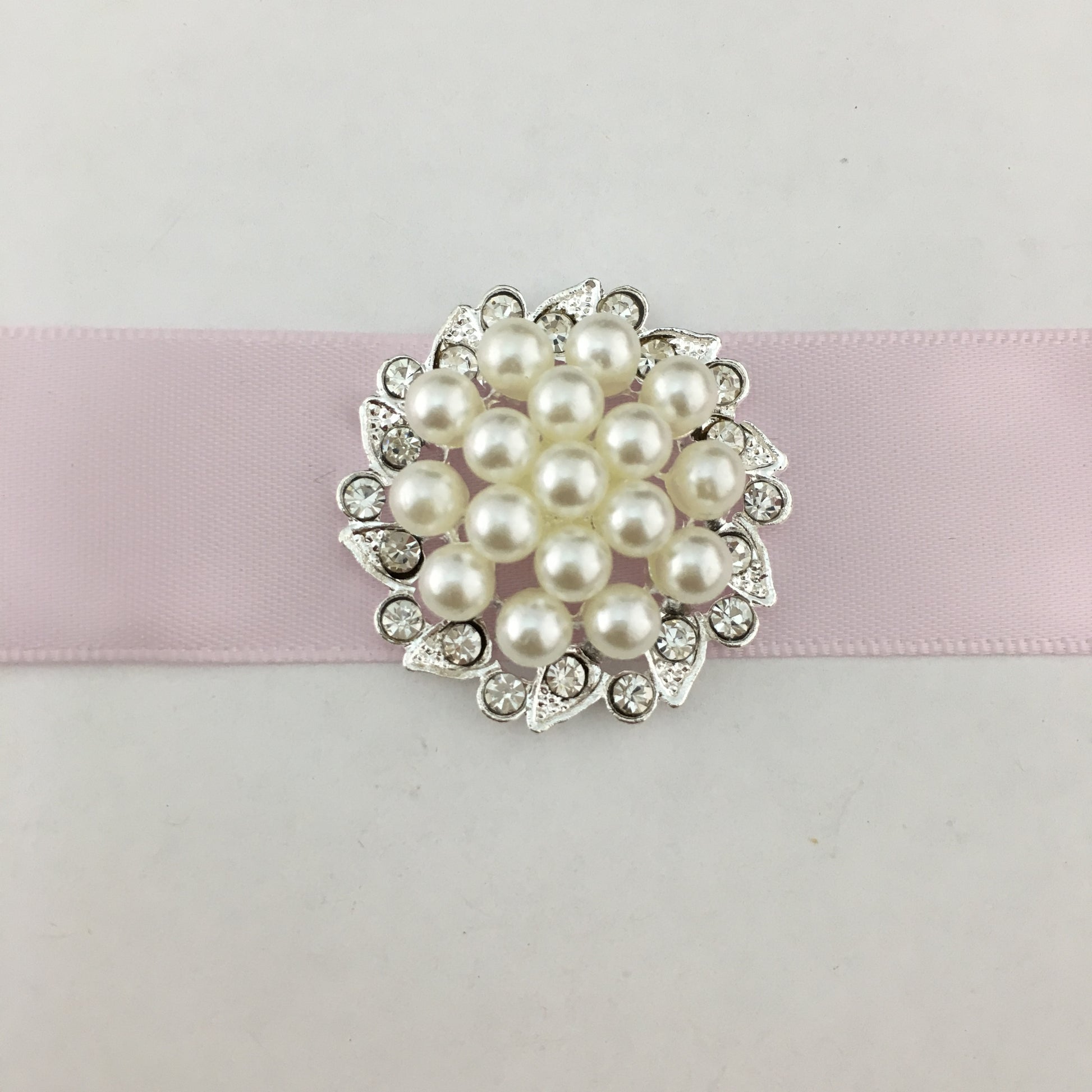 Silver Pearl Invitation Buckle Embellishments | Bellaire Wholesale