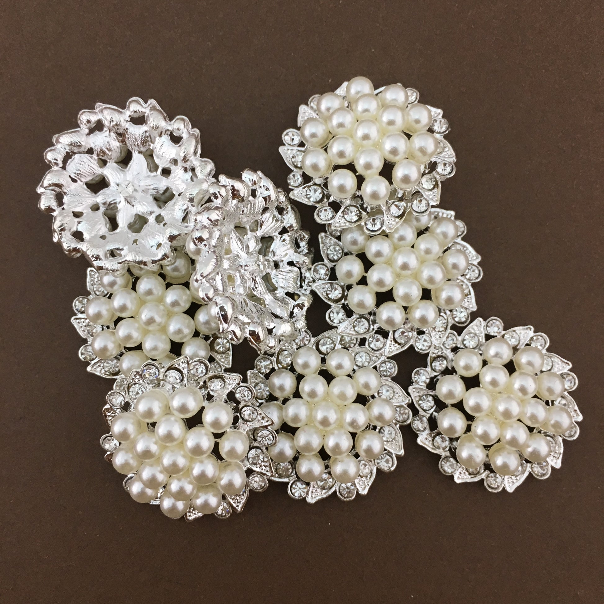 Silver Pearl Invitation Buckle Embellishments | Bellaire Wholesale