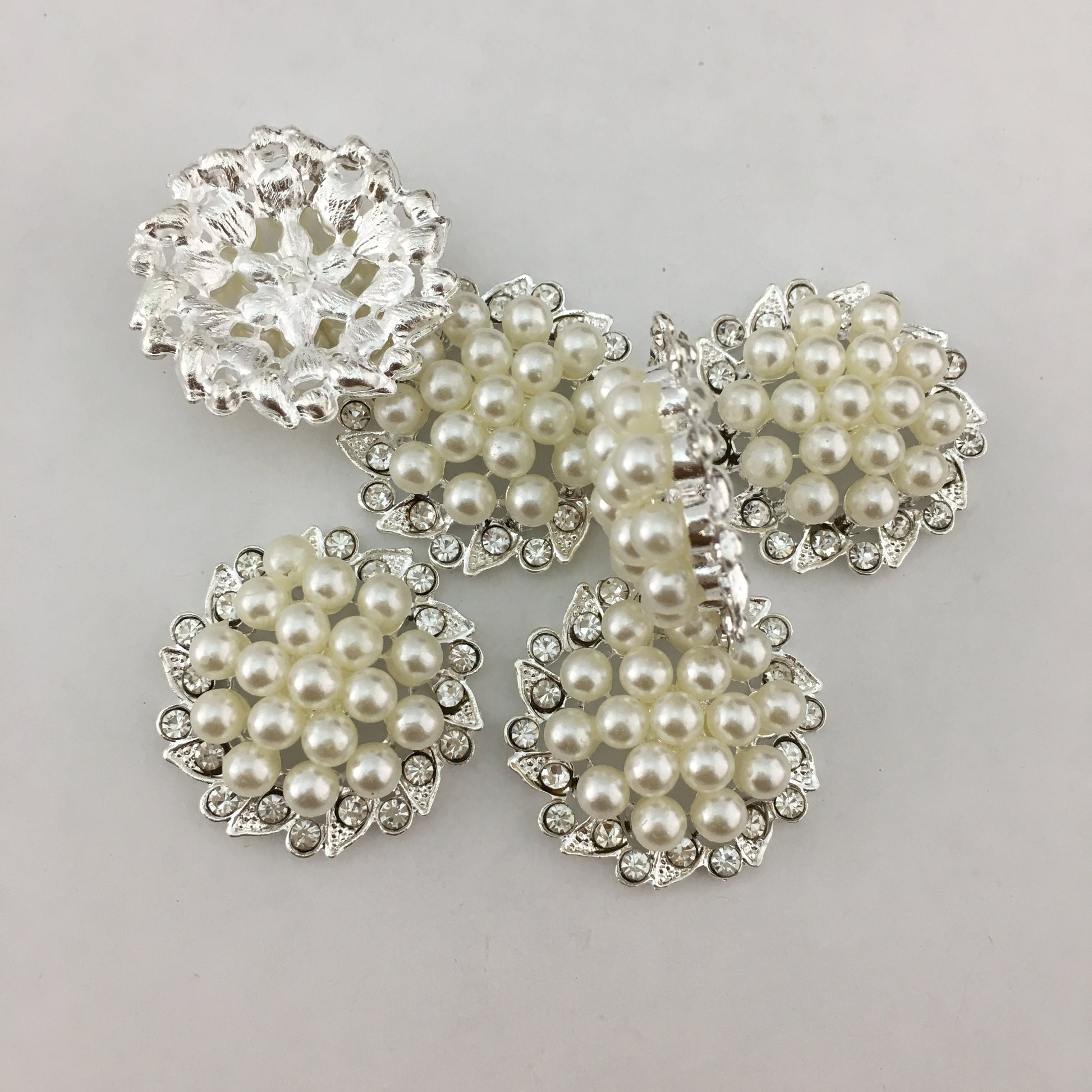 Silver Pearl Invitation Buckle Embellishments | Bellaire Wholesale