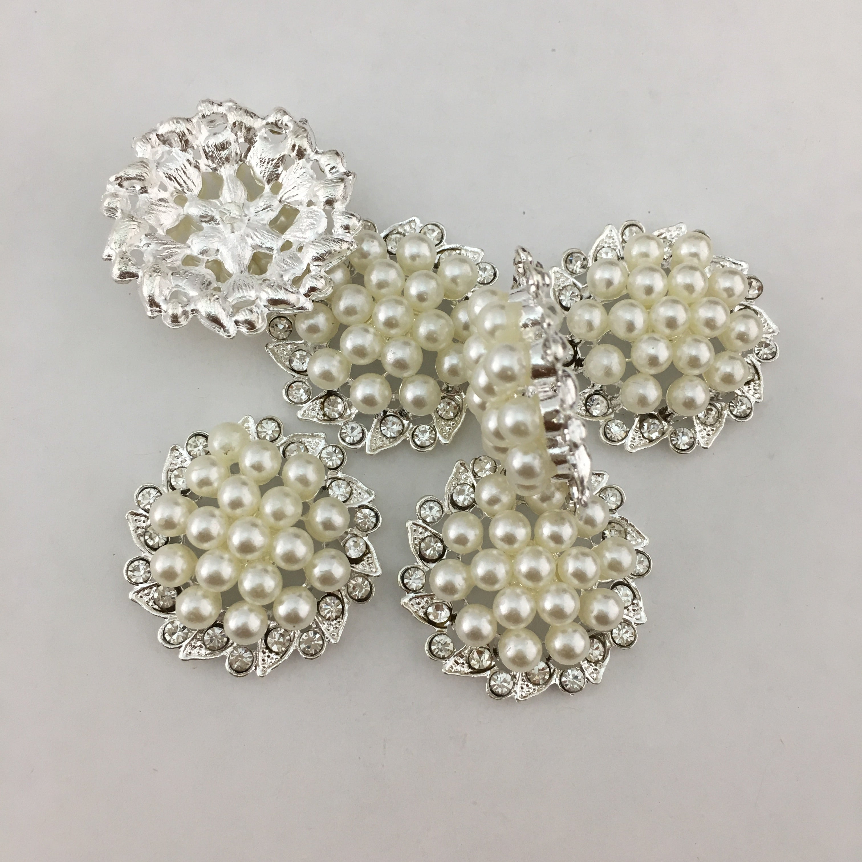 Silver Pearl Invitation Buckle Embellishments | Bellaire Wholesale