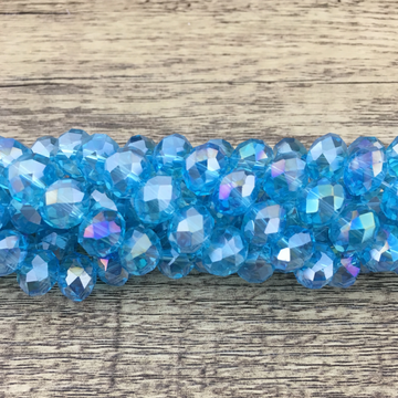 10mm Faceted Rondelle Light Blue AB Glass Bead | Bellaire Wholesale