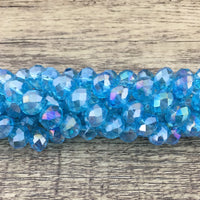 8mm Faceted Rondelle Light Blue AB Glass Bead | Bellaire Wholesale