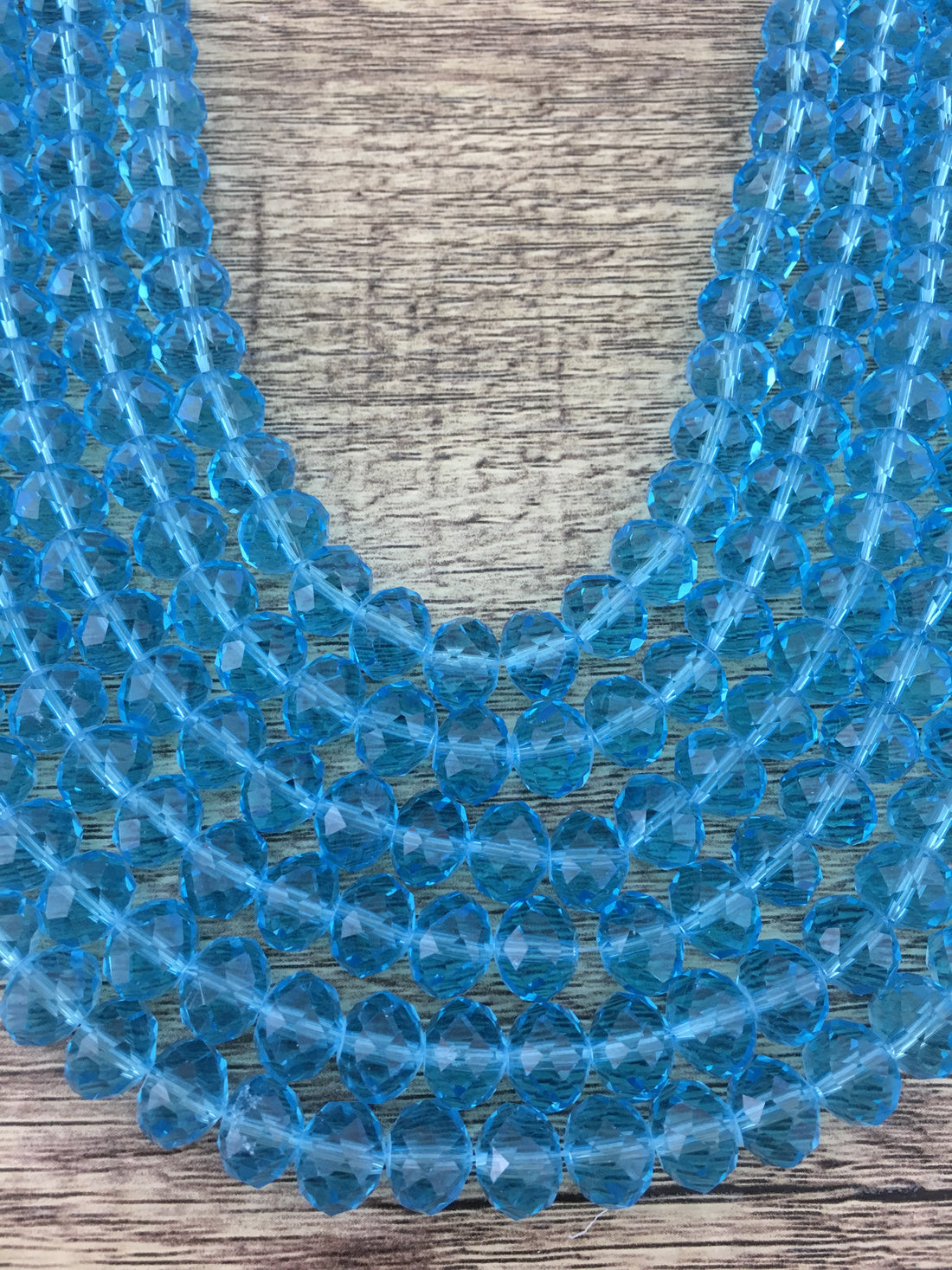 10mm Faceted Rondelle Aquamarine Glass Bead | Bellaire Wholesale