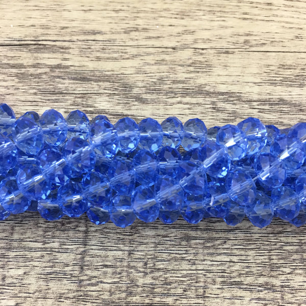 10mm Faceted Rondelle Sapphire Glass Bead | Bellaire Wholesale