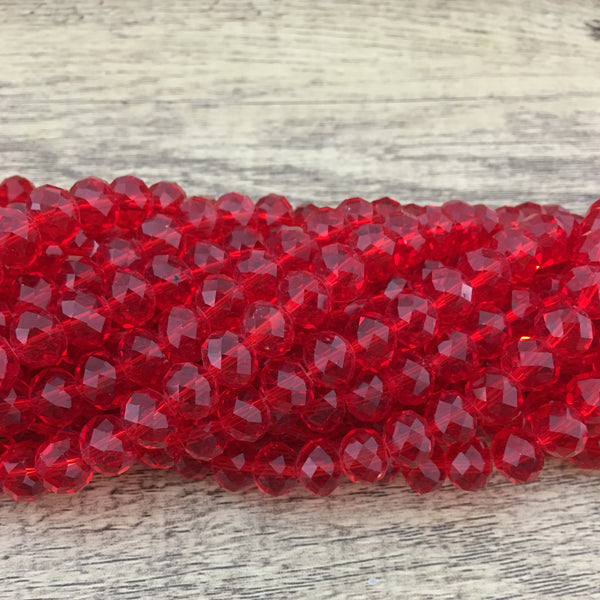 6mm Faceted Rondelle Red Glass Bead | Bellaire Wholesale