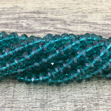 Faceted Rondelle Emerald Green Glass Bead | Bellaire Wholesale