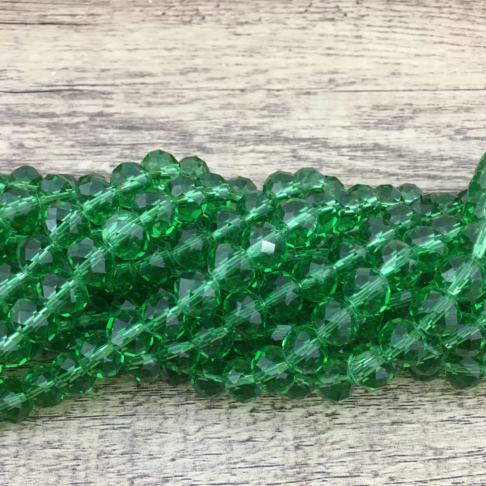 10mm Faceted Rondelle Peridot Green Glass Bead | Bellaire Wholesale