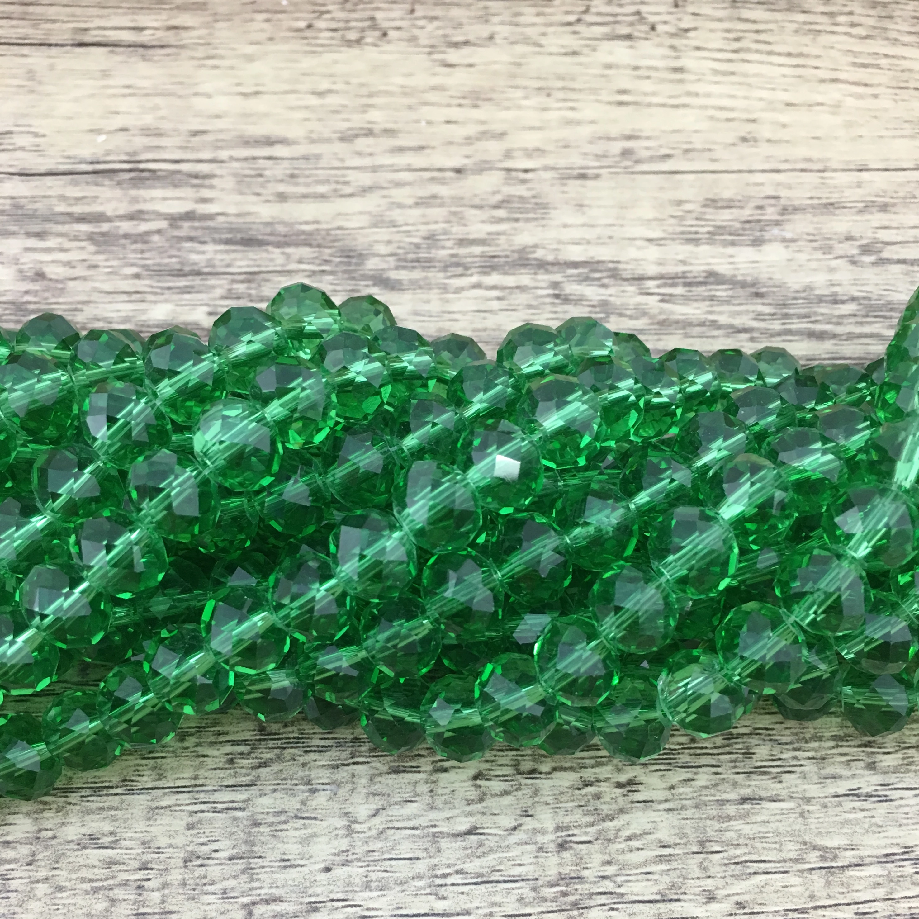 10mm Faceted Rondelle Peridot Green Glass Bead | Bellaire Wholesale