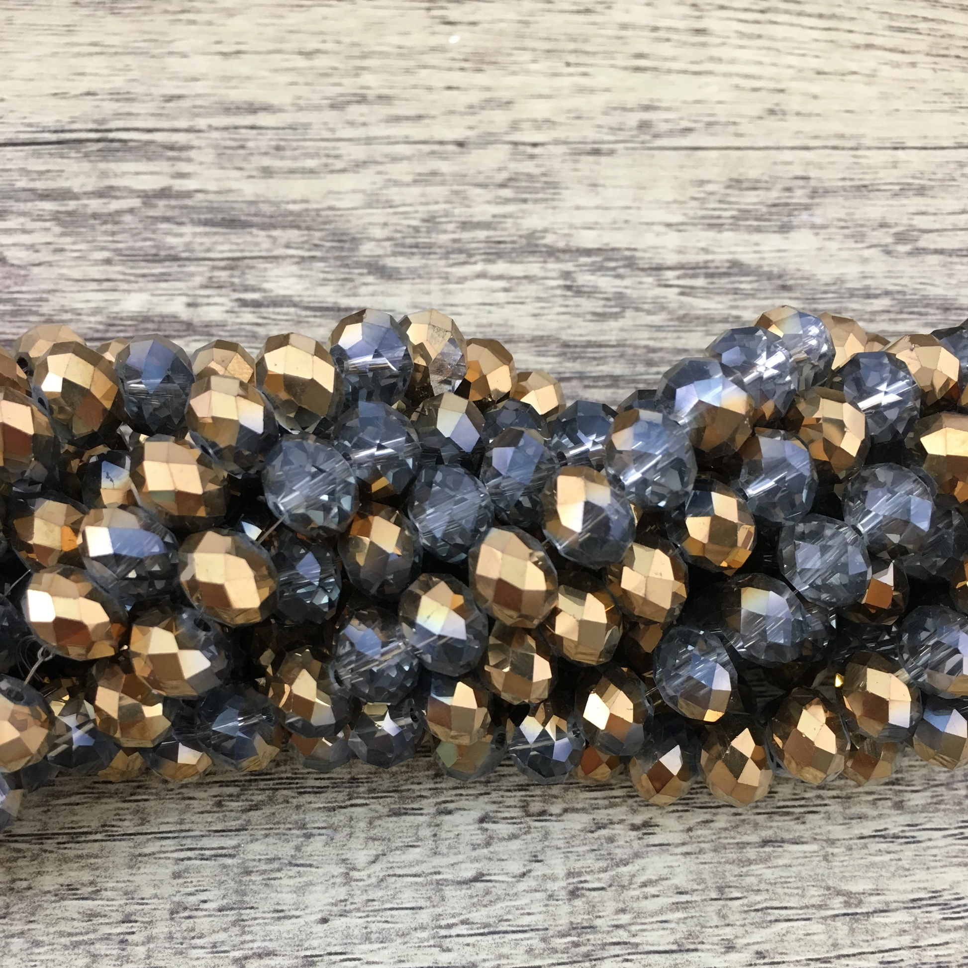 10mm Faceted Rondelle Half Coated Glass Bead | Bellaire Wholesale