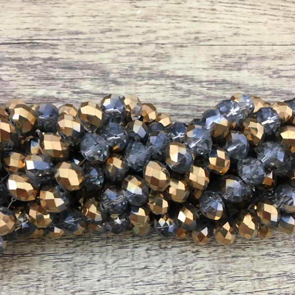 8mm Faceted Rondelle Half Coated Glass Bead | Bellaire Wholesale