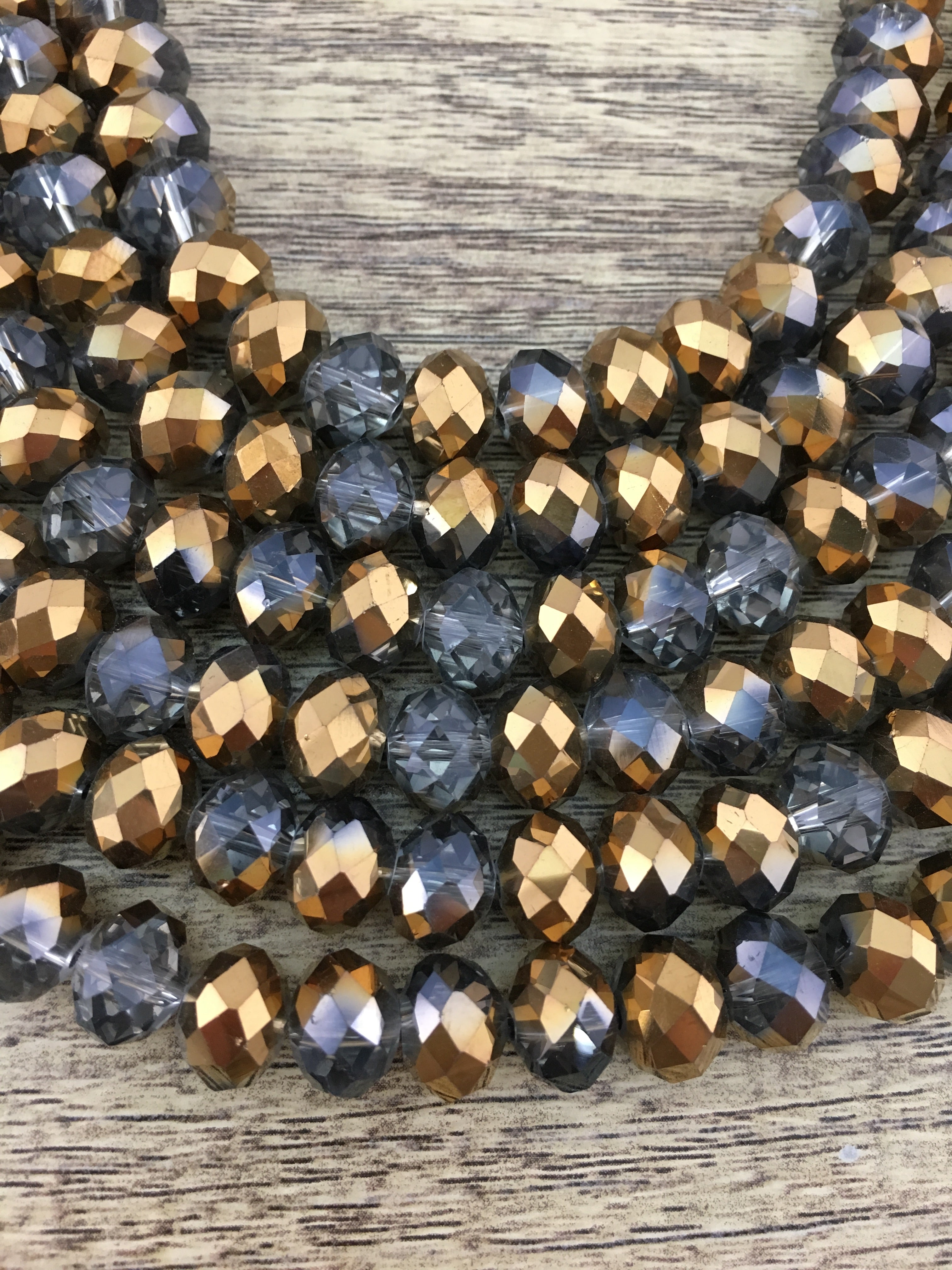 10mm Faceted Rondelle Half Coated Glass Bead | Bellaire Wholesale