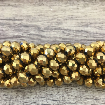 10mm Faceted Rondelle Metallic Gold Glass Bead | Bellaire Wholesale