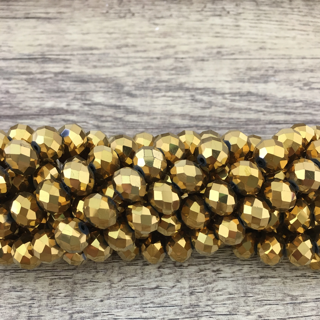 8mm Faceted Rondelle Metallic Gold Glass Bead | Bellaire Wholesale