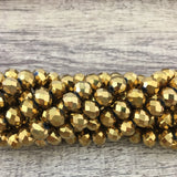 6mm Faceted Rondelle Metallic Gold Glass Bead | Bellaire Wholesale