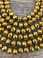 10mm Faceted Rondelle Metallic Gold Glass Bead | Bellaire Wholesale