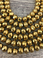 8mm Faceted Rondelle Metallic Gold Glass Bead | Bellaire Wholesale