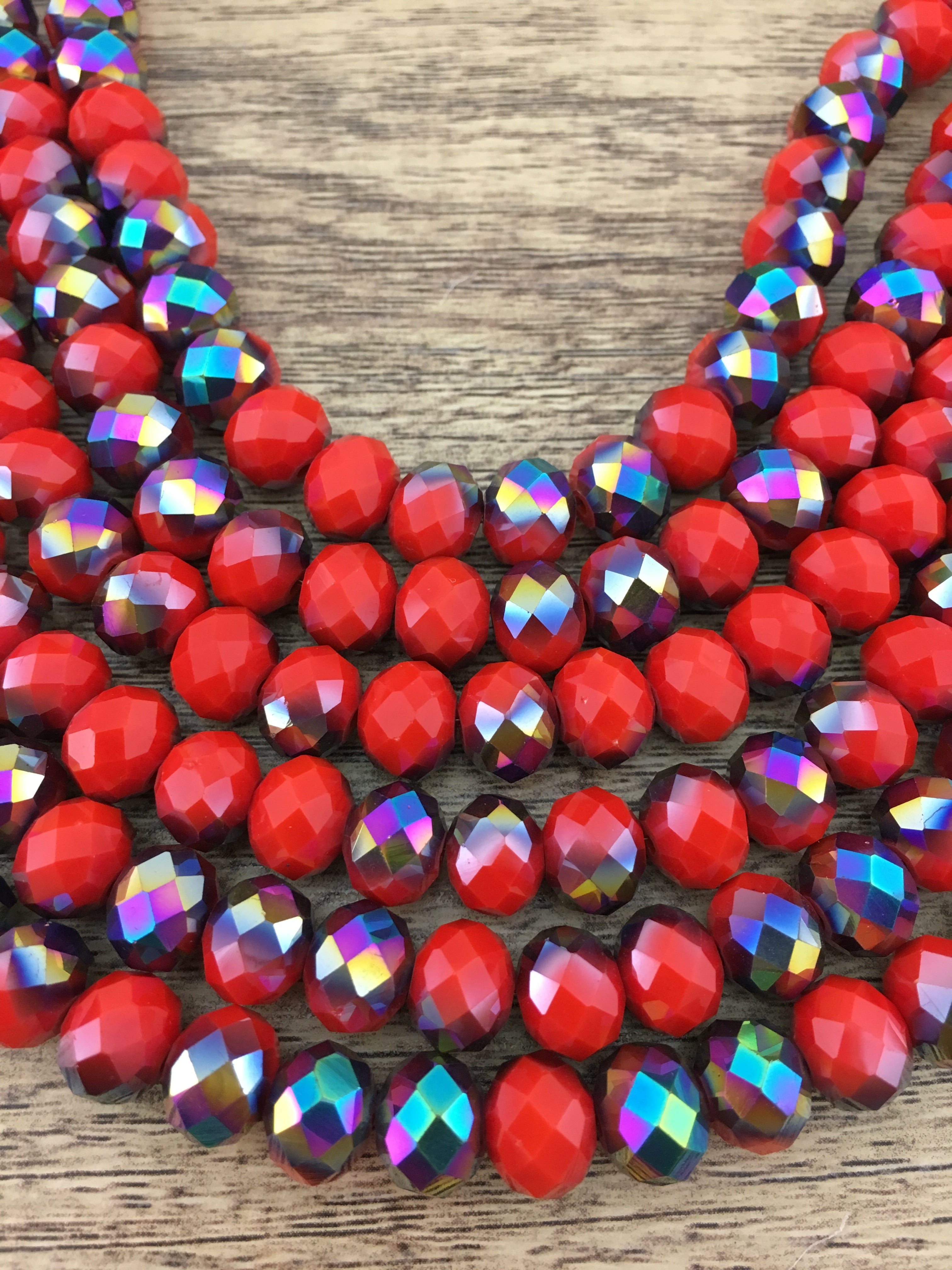 10mm Faceted Rondelle Half Coated Glass Bead | Bellaire Wholesale