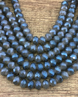 10mm Faceted Rondelle Half Coated Blue Glass Bead | Bellaire Wholesale
