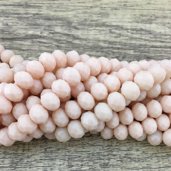 10mm Faceted Rondelle Bone Color Glass Bead | Bellaire Wholesale