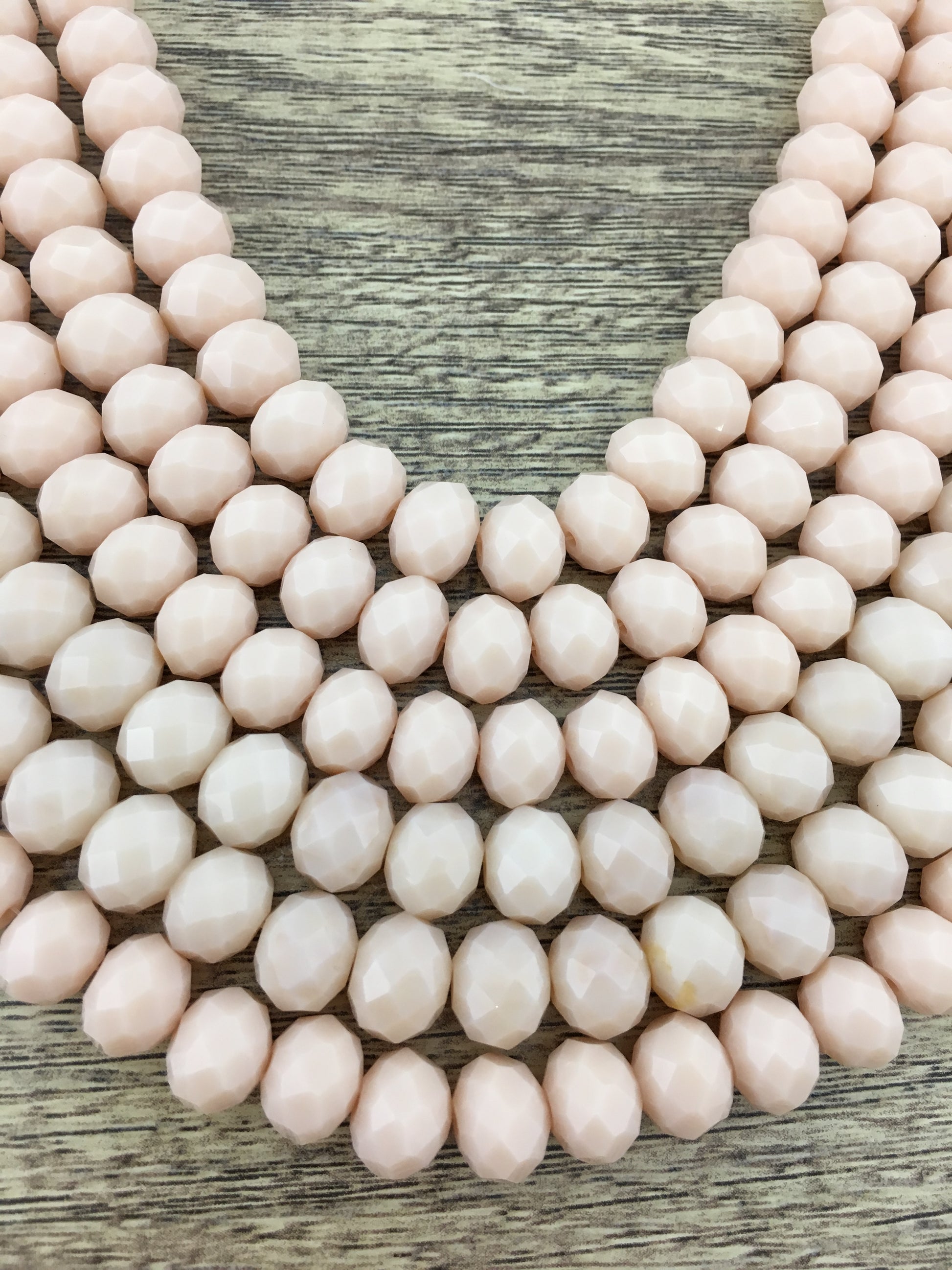 10mm Faceted Rondelle Bone Color Glass Bead | Bellaire Wholesale