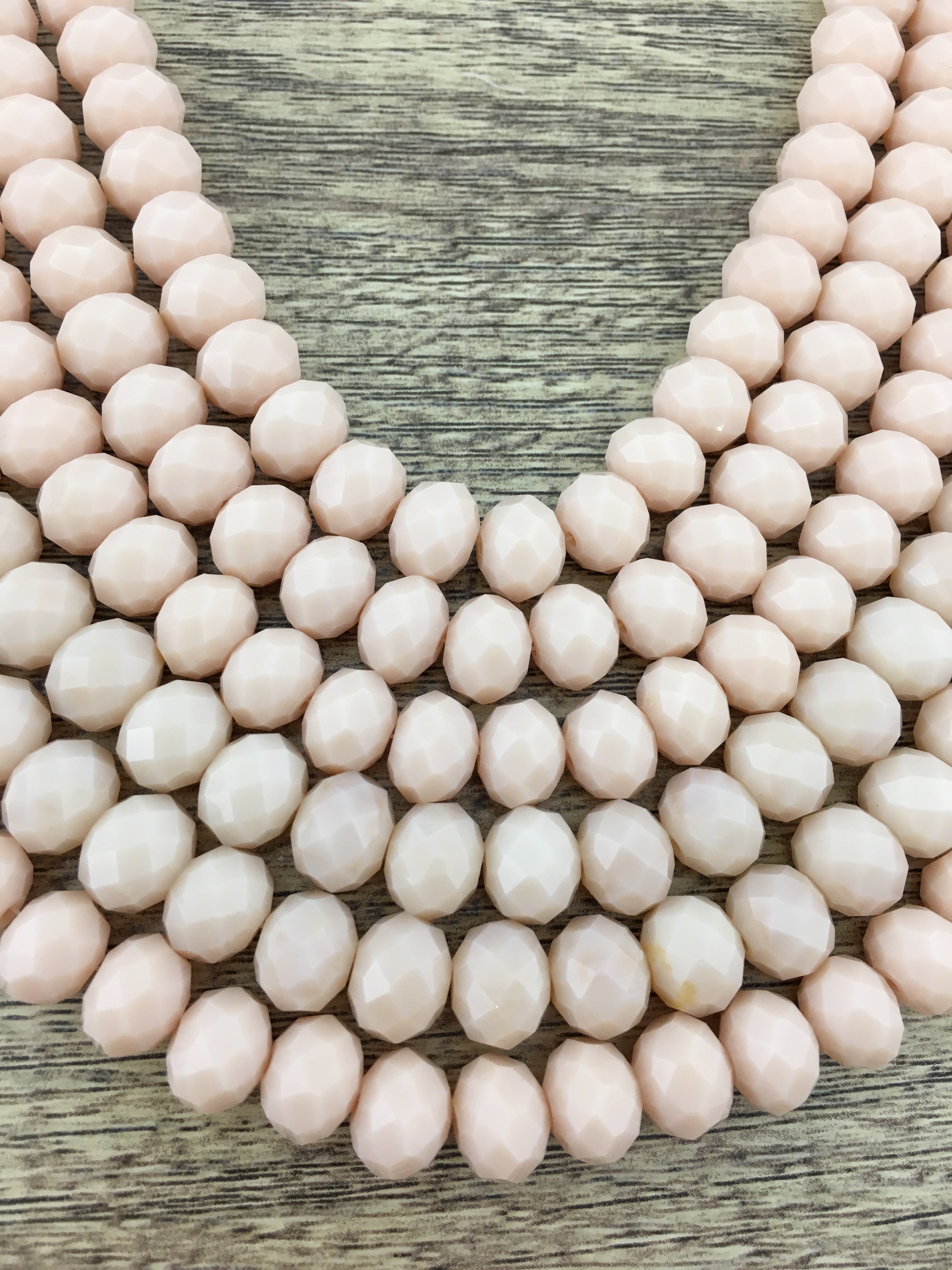 10mm Faceted Rondelle Bone Color Glass Bead | Bellaire Wholesale